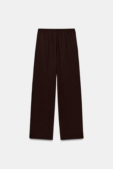 FLOWING STRAIGHT-LEG TROUSERS - Dark brown by Zara