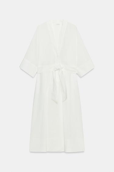 ROBE MI-LONGUE AVEC CEINTURE ZW COLLECTION - Blanc de Zara - Image 5