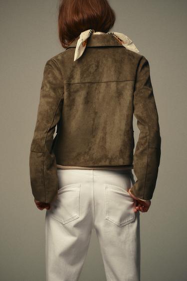 FAUX SUEDE CROPPED JACKET - Khaki by Zara - Image 5