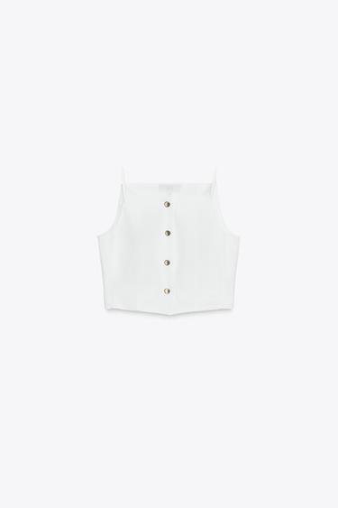 GILET COURT À BRETELLES - Blanc de Zara - Image 5