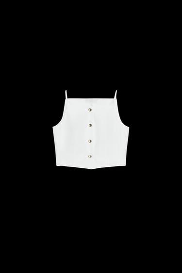 CHALECO CORTO TIRANTES - Blanco de Zara