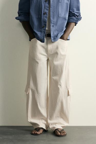JEAN CARGO COUPE BALLON - blanc de Zara