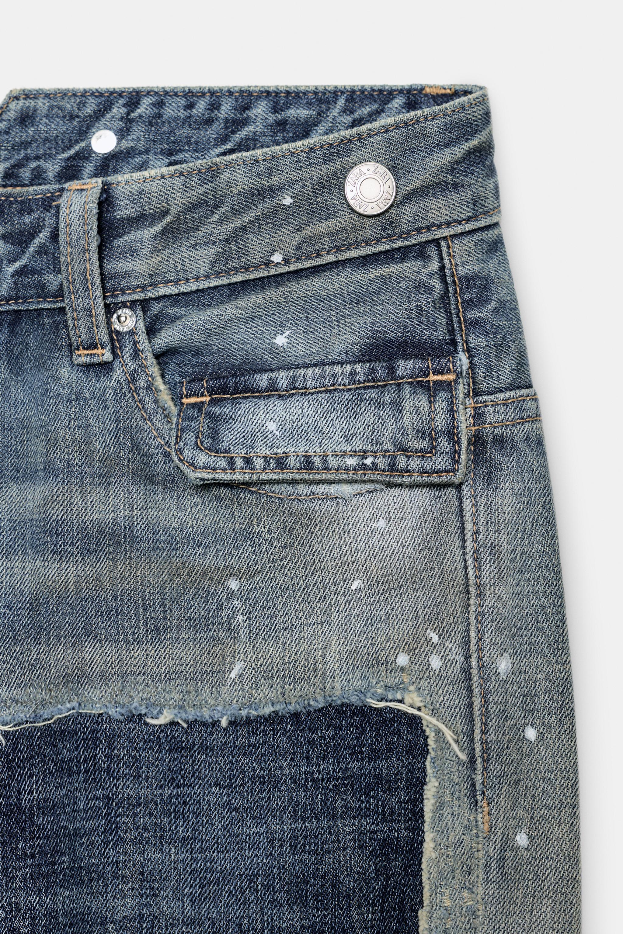 TRF LOW-RISE RIPPED PATCH JEANS