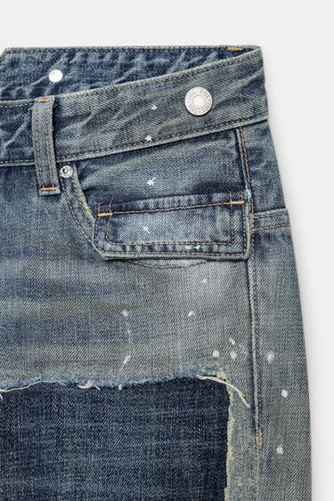 TRF LOW-RISE RIPPED PATCH JEANS - Blue by Zara - Image 5