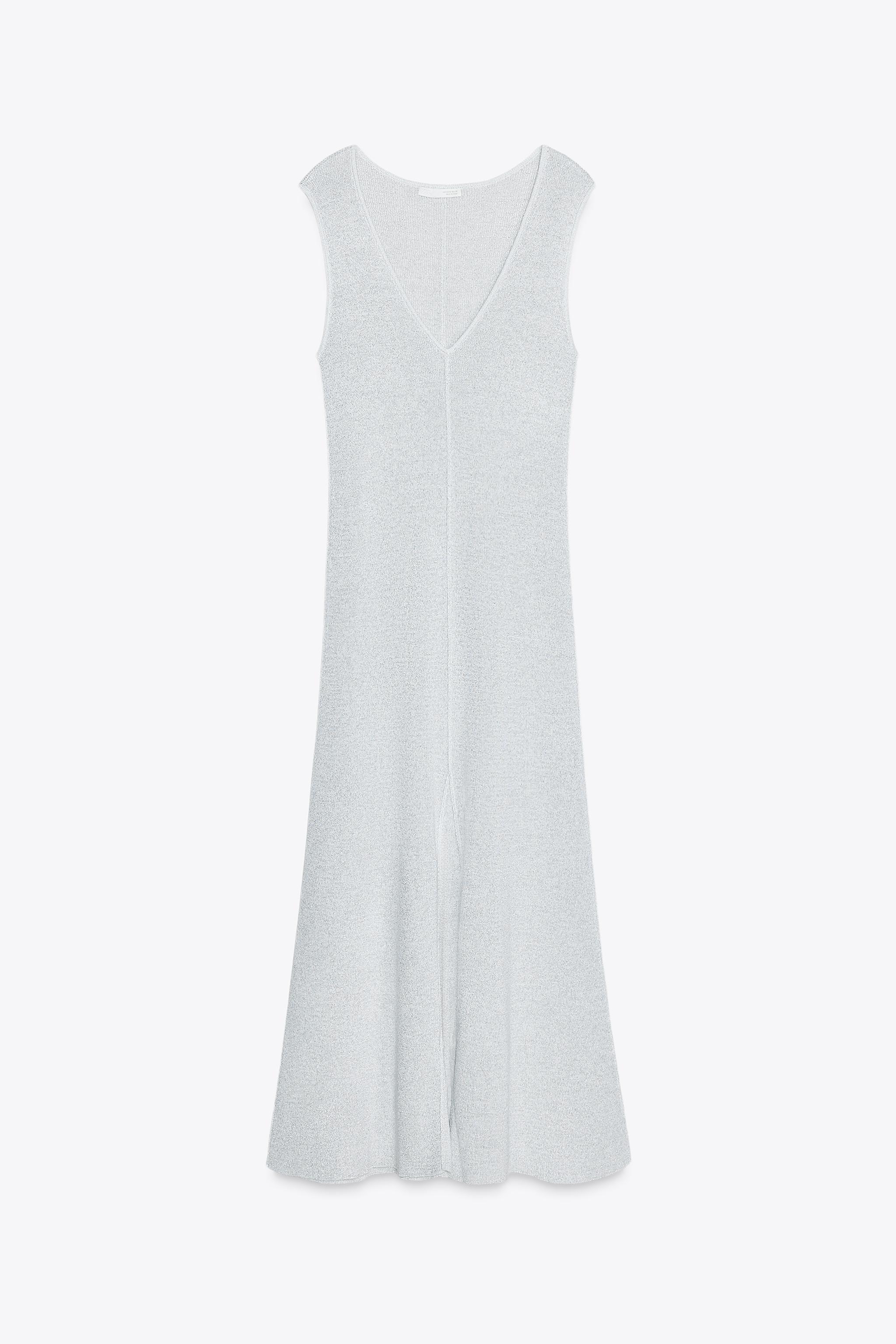 METALLIC LONG DRESS - Silver | ZARA United States