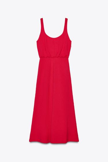 MIDI DRESS WITH GATHERED WAIST - Fuchsia by Zara - Image 7