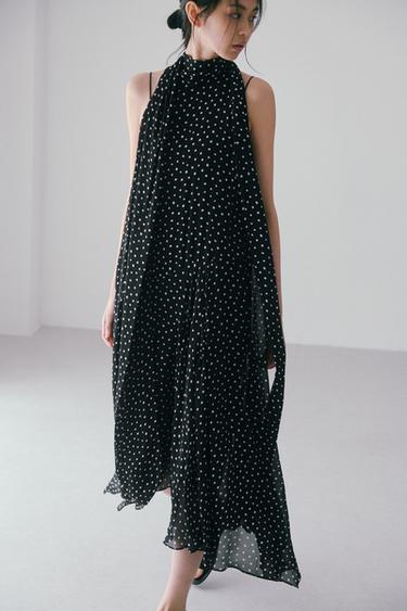 ZW COLLECTION HALTER POLKA DOT DRESS - Black / White by Zara