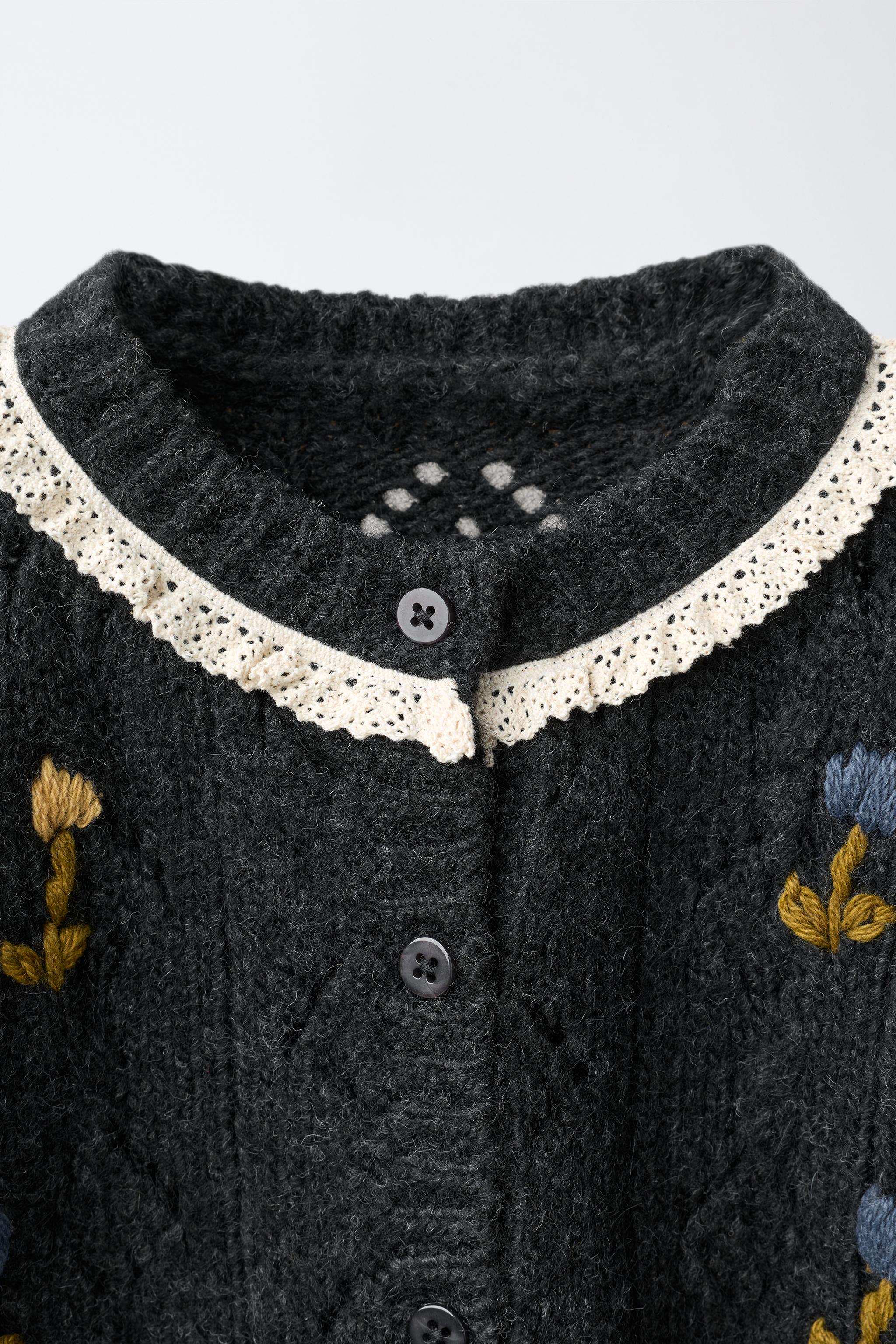 EMBROIDERED FLOWERS CARDINGAN - Anthracite grey | ZARA United States