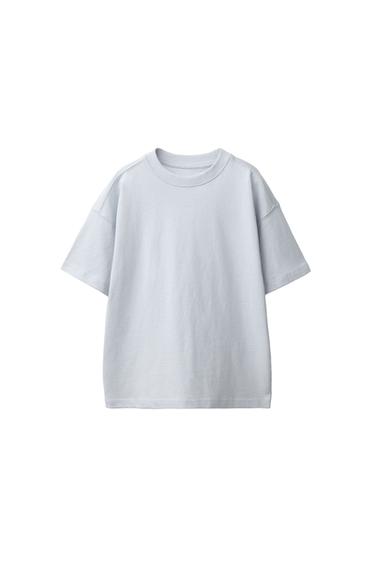 Zara PLAIN SHORT-SLEEVE T-SHIRT - Light blue