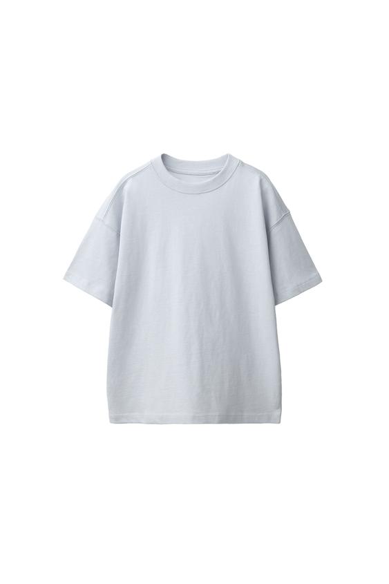 تي-شيرت سادة بأكمام قصيرة - أزرق فاتح الخاص بـ Zara - صورة 0