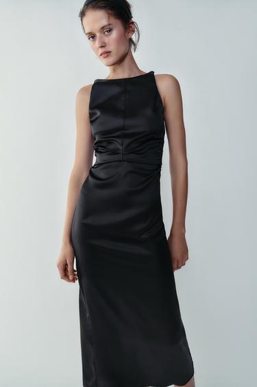 DRAPED SATIN DRESS - Black by Zara