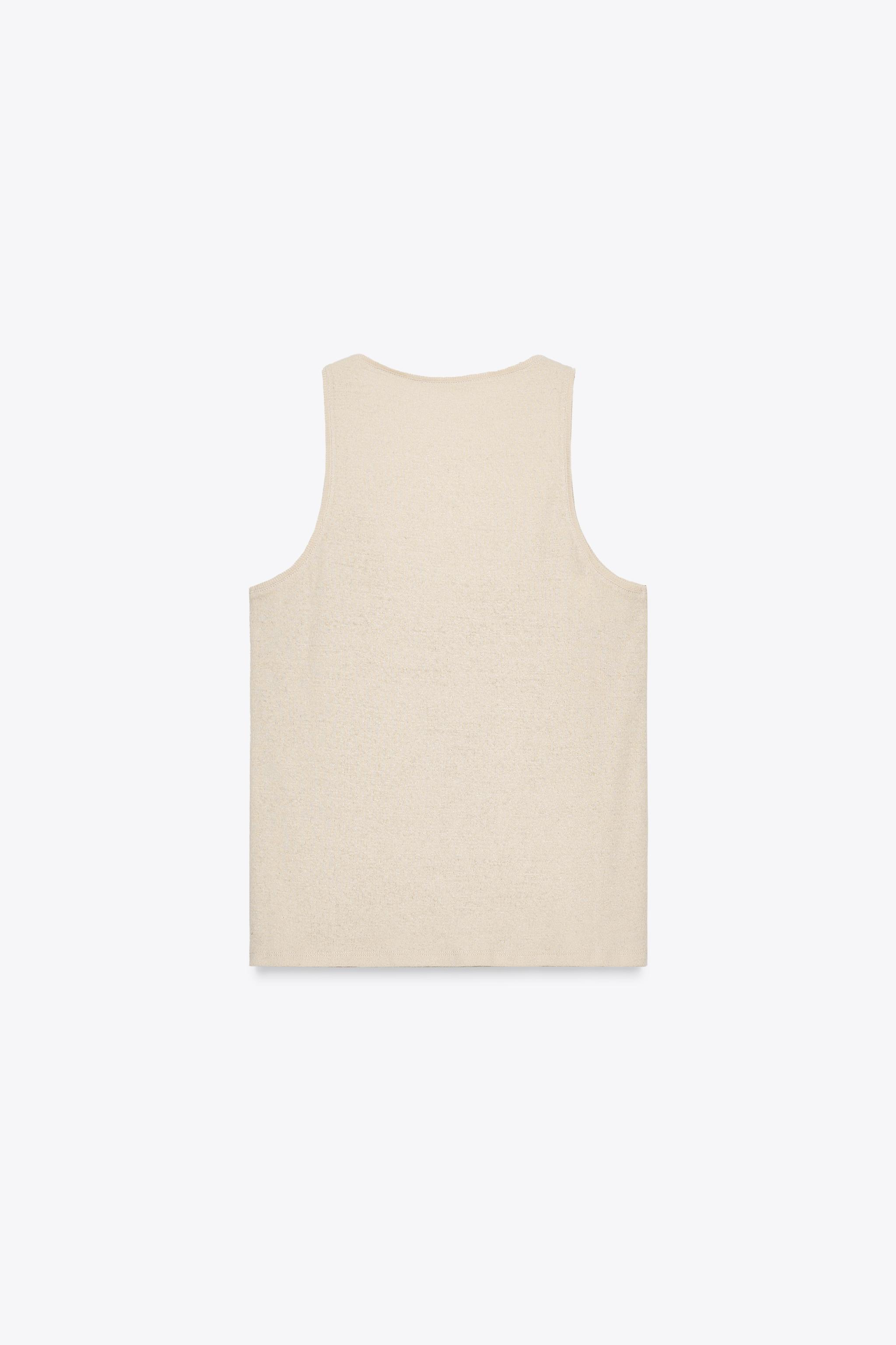 LINEN AND COTTON BLEND STRAPPY TOP