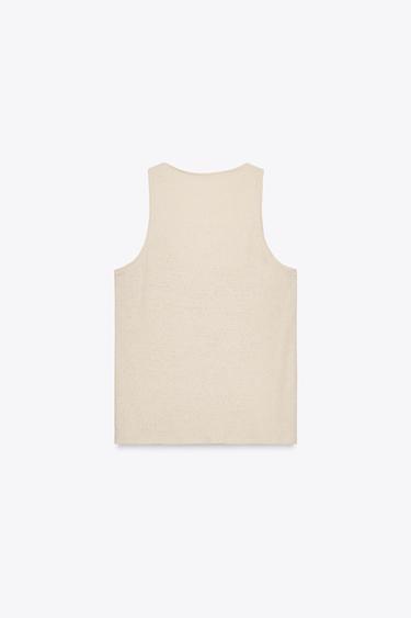 LINEN AND COTTON BLEND STRAPPY TOP - Sand by Zara - Image 5