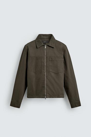REGULAR FIT OVERSHIRT WITH ZIP - Brown by Zara