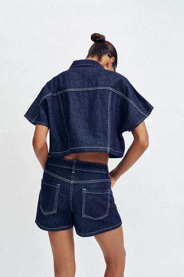 CHEMISE COURTE Z1975 EN DENIM - Bleu de Zara - Image 5