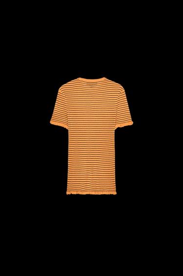 TOP PUNTO RIB RAYAS - Naranja de Zara
