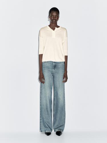 Pull laine à col tunisien - Écru de Zara - Image 0