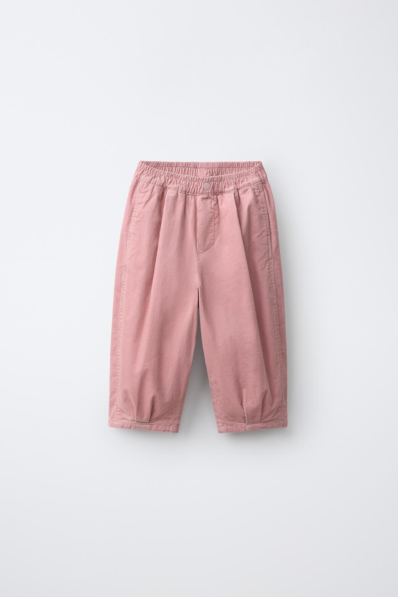 BALLOON FINE-WALE CORDUROY PANTS — Dusty pink