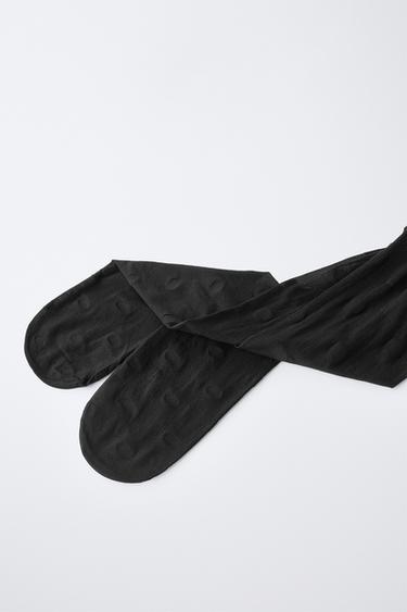 BAS EN MICROFIBRE À POIS - Noir de Zara - Image 2