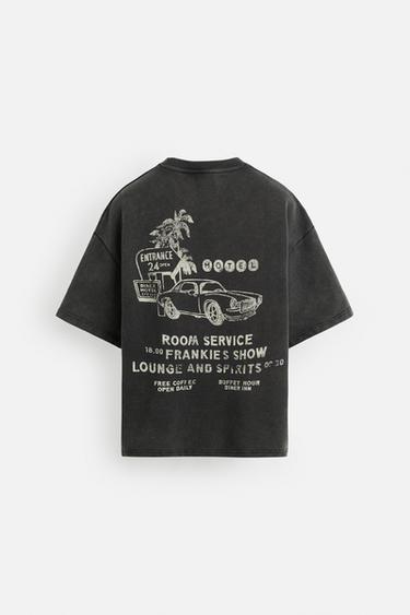 WASHED GRAPHIC PRINT SWEATSHIRT - Dark anthracite by Zara