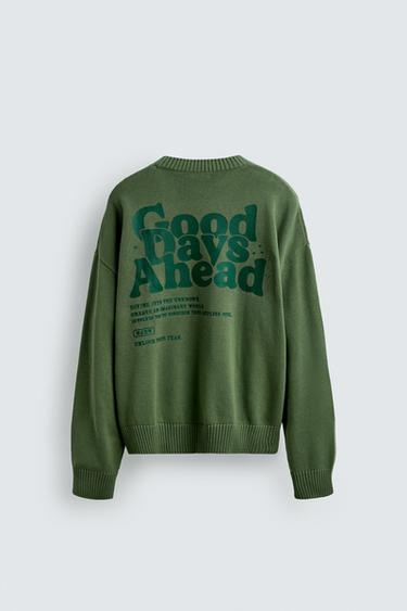 PRINTED BOXY FIT SWEATER - Green by Zara - Image 7