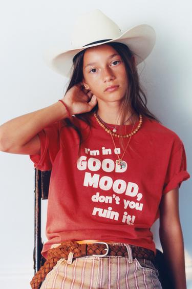 T-SHIRT COM ESTAMPADO DE MENSAGEM - Vermelho da Zara