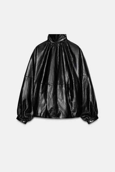 ZW COLLECTION FAUX LEATHER BOMBER JACKET - Black by Zara - Image 6