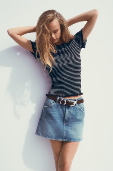 TOP PUNTO RIB RAYAS - Marino de Zara