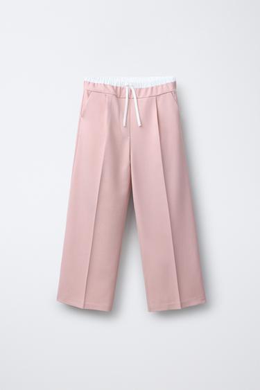 Zara DOUBLE WAISTBAND PANTS - Pink - Image 0