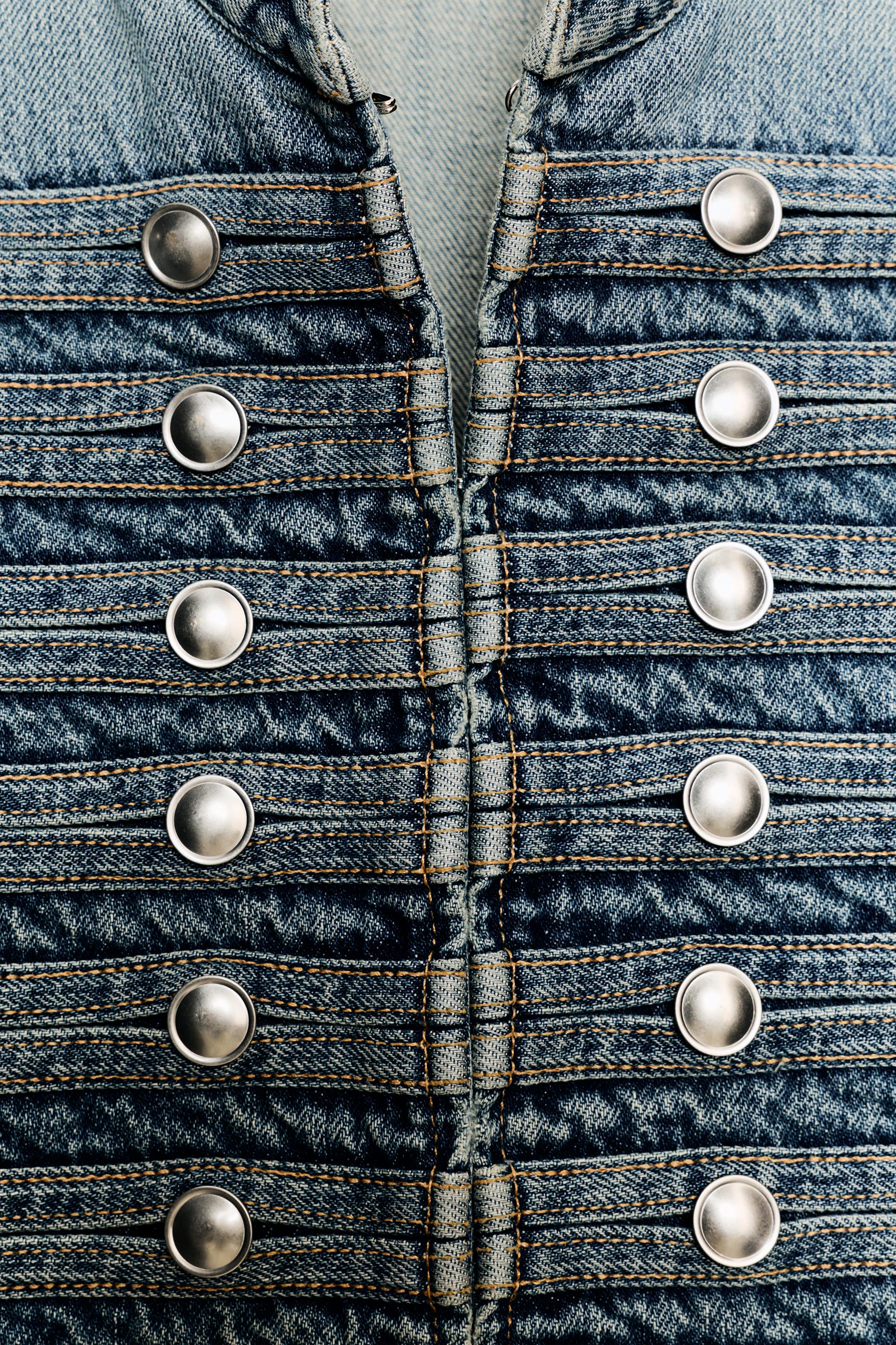 TRF DAR KESİM DÜĞMELİ DENIM CEKET - Görsel 4