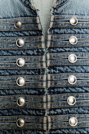 VESTE EN DENIM TRF AJUSTÉE À BOUTONS - Bleu de Zara - Image 3