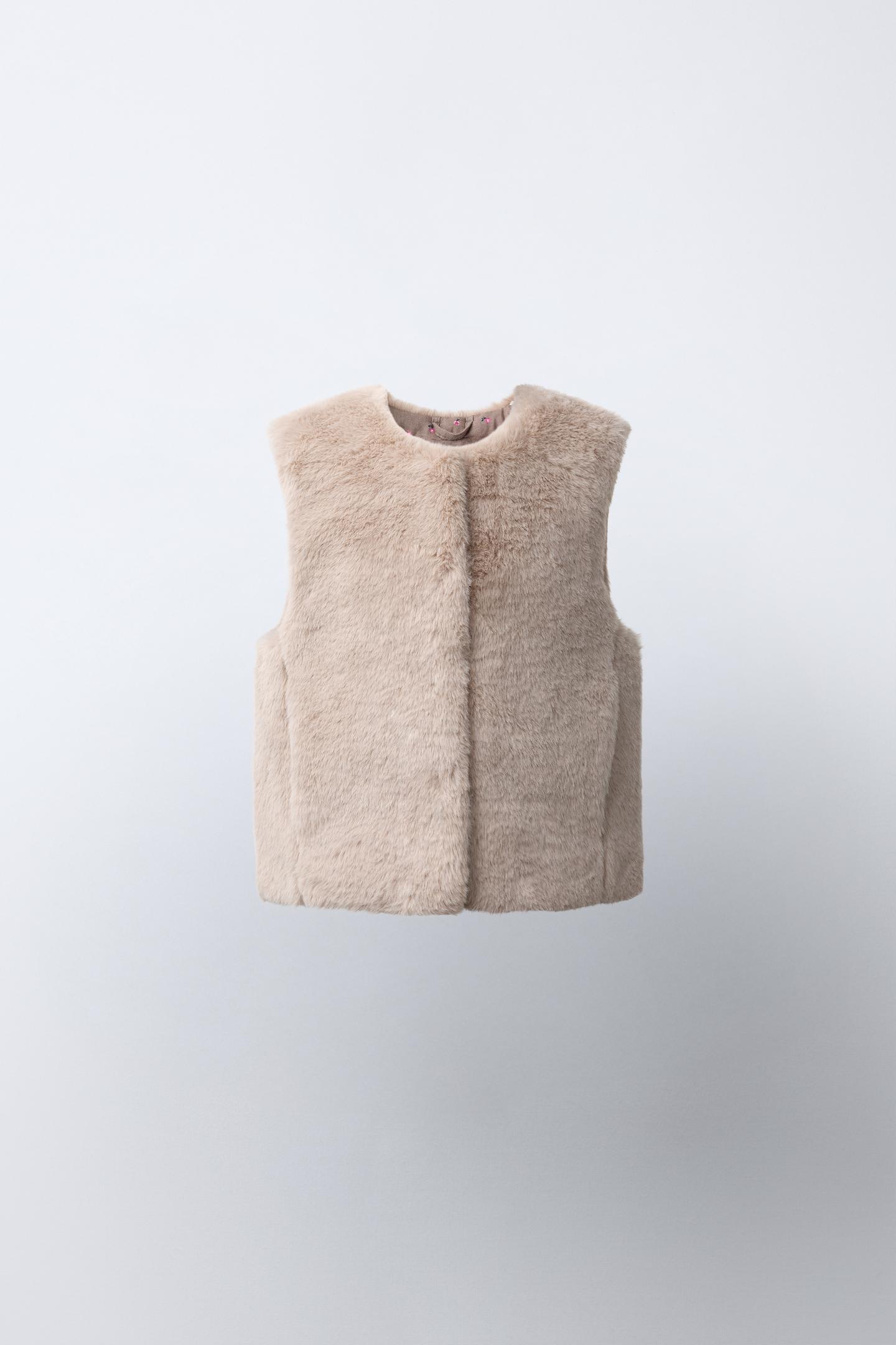 Детский жилет Zara Faux Fur Vest, цвет: Серо-коричневый коричневый — фото 2