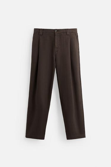 PANTALON FLUIDE À PLIS - Marron de Zara - Image 6