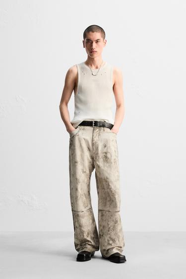 SPRAY PRINT KNIT T-SHIRT - Oyster-white by Zara