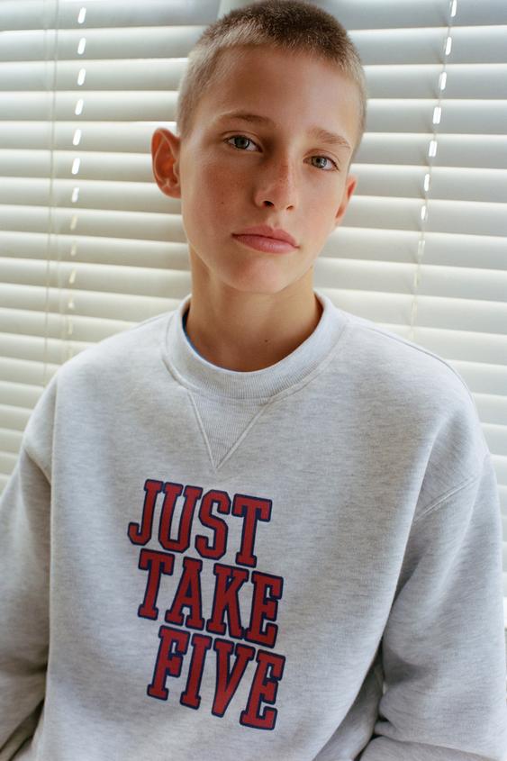 VARSITY SLOGAN SWEATSHIRT - Grey marl by Zara - Image 0