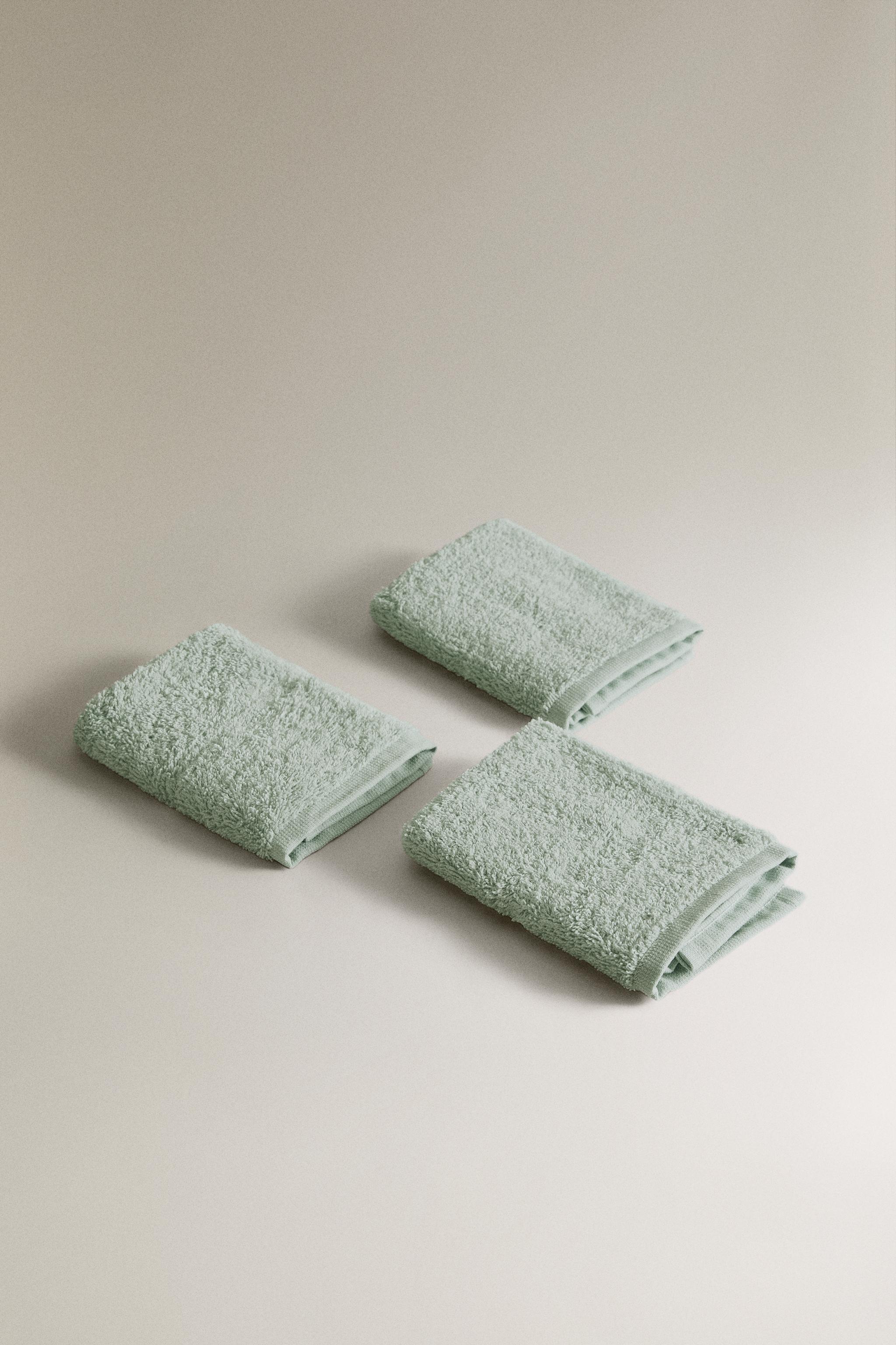 PACK OF COTTON HAND TOWELS (PACK OF 3) — Green / Blue