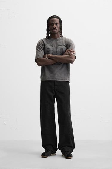 WASHED PATCH T-SHIRT - Dark anthracite by Zara - Image 0