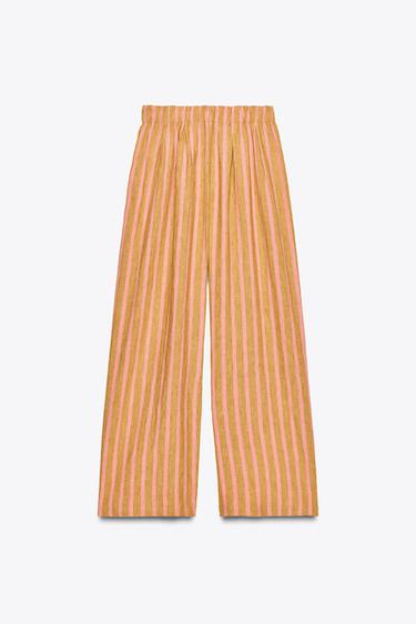 STRIPED LINEN BLEND TROUSERS ZW COLLECTION - striped by Zara - Image 6