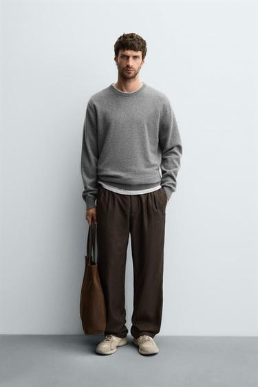 Zara 標準版喀什米爾山羊絨針織衫 - 斑紋灰色