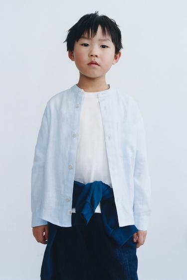 РУБАШКА ИЗ 100% ЛЬНА — СИНИЙ от Zara