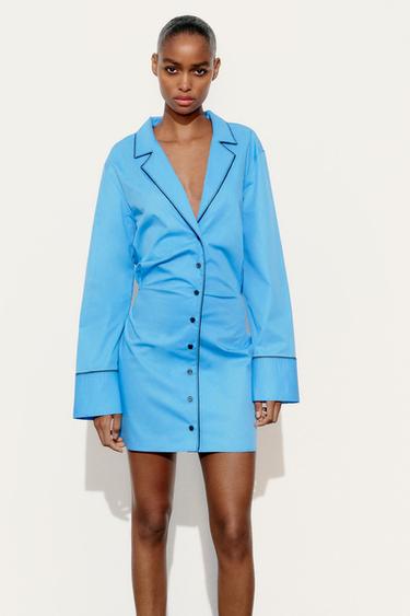 КОРОТКОЕ ПЛАТЬЕ ИЗ ГАБАРДИНА — ЯРКО-СИНИЙ от Zara — изображение 0