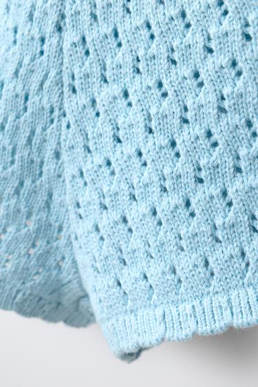 EMBROIDERED FLORAL KNIT BERMUDA SHORTS - Sky blue by Zara - Image 3