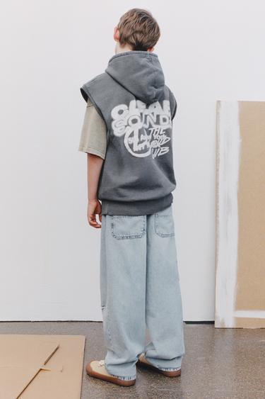 Zara HOODED SWEATSHIRT VEST - Dark anthracite