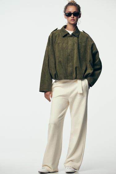FAUX SUEDE JACKET - mid khaki by Zara