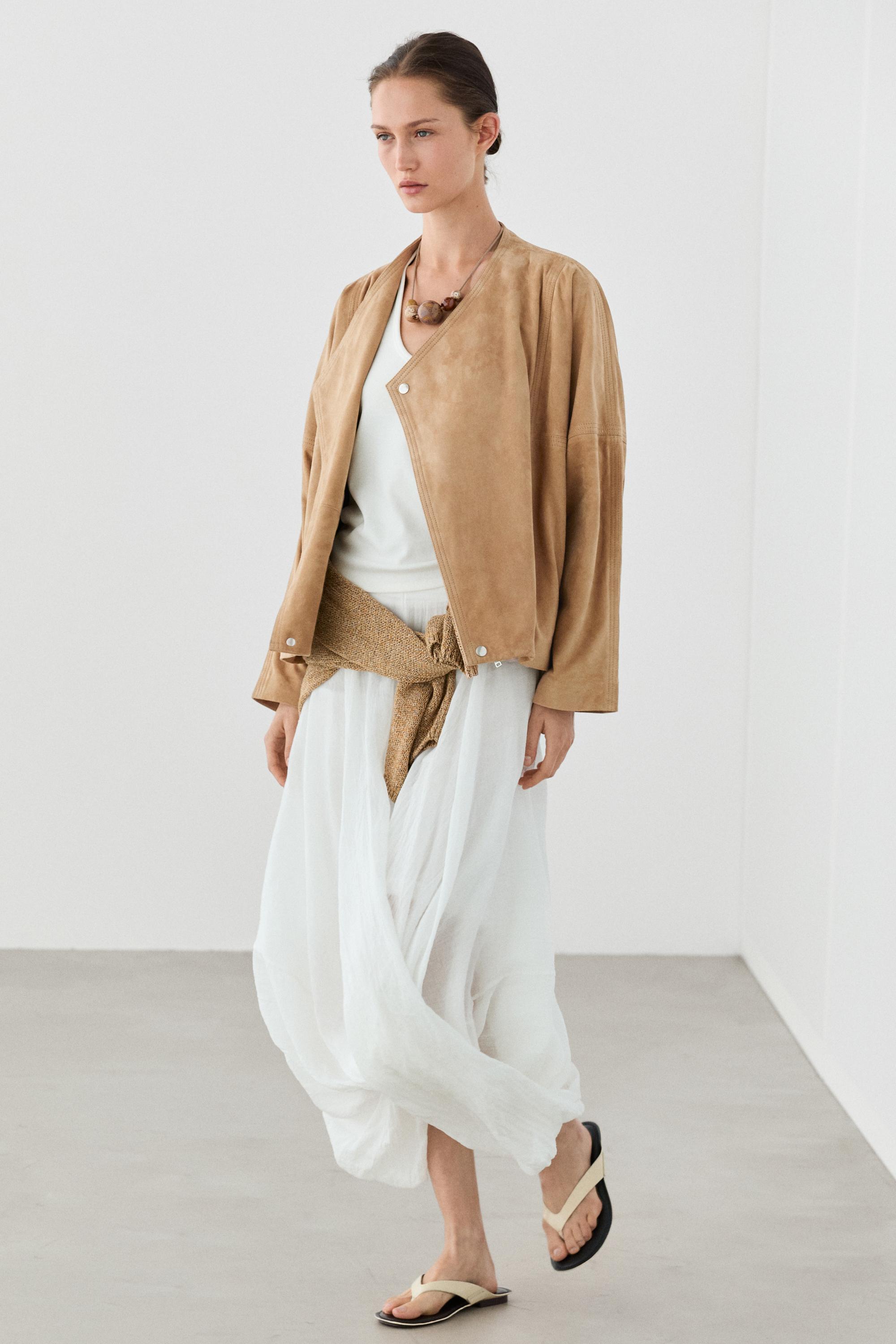Blouson croisé en cuir suédé