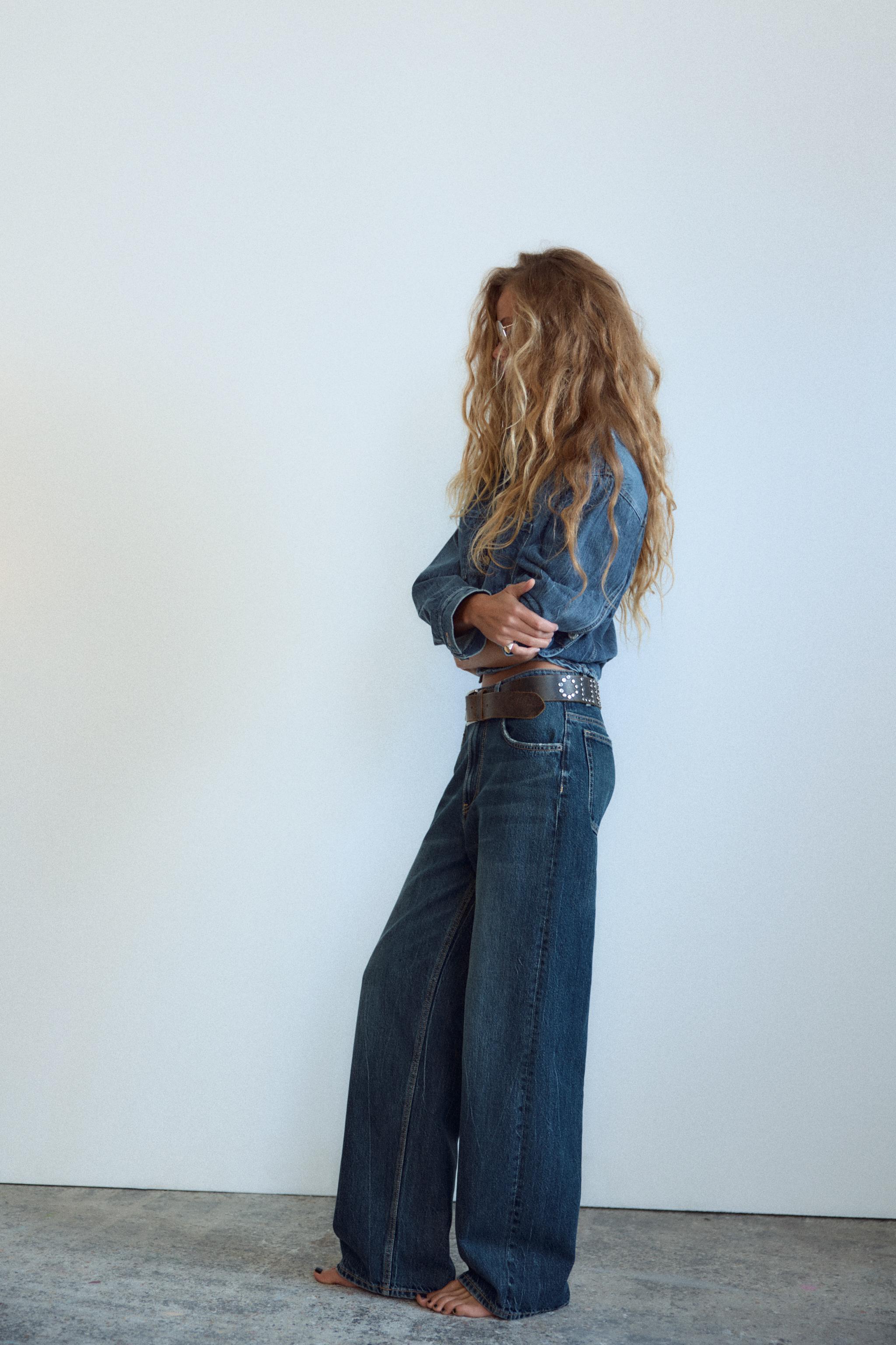 RELAXED OVERSIZE HIGH-WAISTED JEANS - Navy blue | ZARA