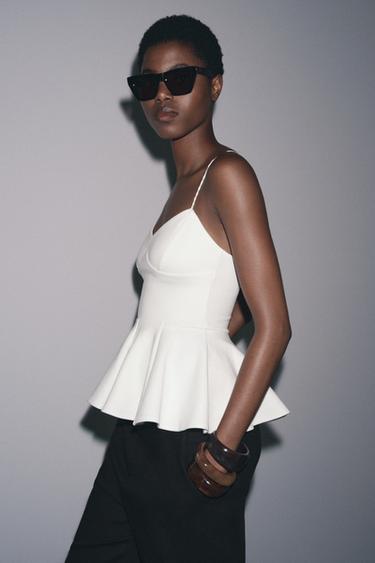 ASKILI İNTERLOK PEPLUM TOP