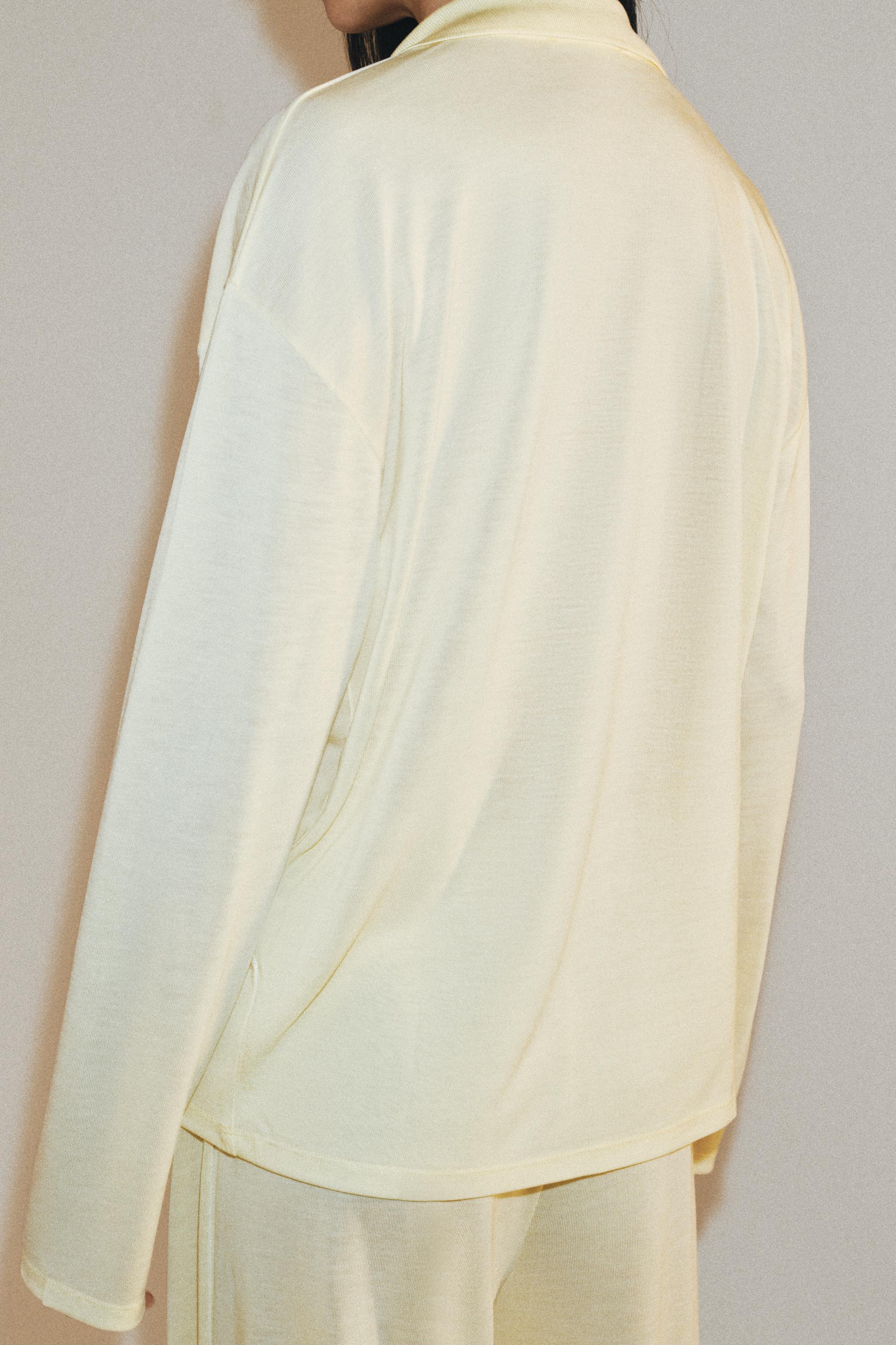 LONG SLEEVE FLOWY POLO SHIRT