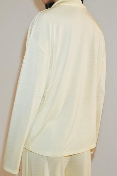 LONG SLEEVE FLUID POLO SHIRT - Yellow by Zara - Image 3
