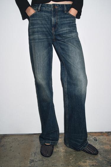 Zara ZW COLLECTION LOW RISE BOOTCUT JEANS - Blue